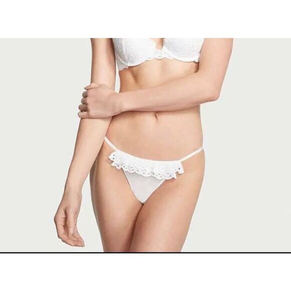 VICTORIA’S SECRET - NWT - L Sz L Dream Angels Sheer Eyelet-Trimmed String Bikini - Picture 14 of 14